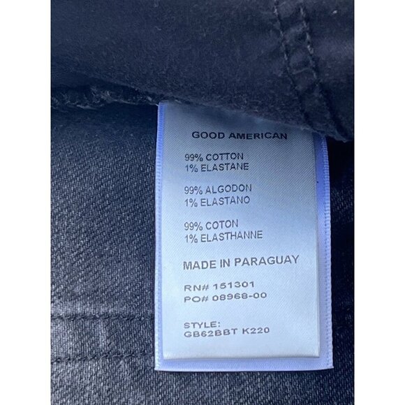 Good American Good Boy Straight Leg Jeans Black Distressed Knee Size 2 - Picture 14 of 16